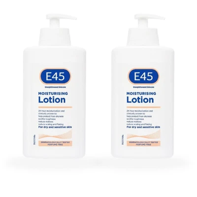 RECKITT BENCKISER 2x E45 Dermatological Lotion 500ml Moisturiser Dry Sensitive Daily Skin Care