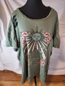 Heritage By Torrid Olive Green Desert Distressed Jersey Tee Size 3 - Picture 1 of 5