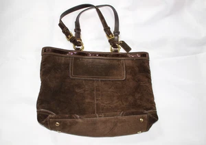 Borsa a tracolla Coach 10442 firmata marrone pelle scamosciata paillettes nuova con etichette - Foto 1 di 9