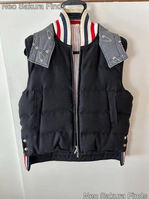 THOM BROWNE Men's Size M Navy Wool Down Quilting Vest Made in Japan - Image 1 of 4