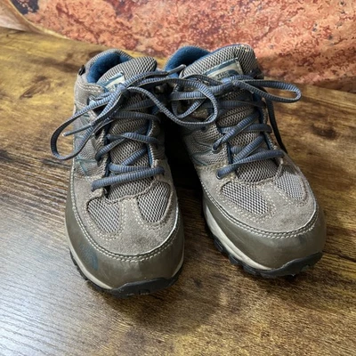 THE NORTH FACE Kids' Storm WP Hiking Boots Brown Blue Sz 1 Suede Hydro Seal - Image 1 of 4