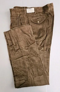 Pantalones de pana plisados gruesos marrón talla 38x36 Brooks Brothers vintage nuevos con etiquetas - Imagen 1 de 6