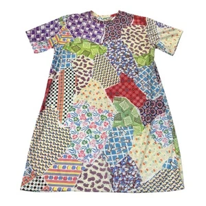 Todd Oldham Maker Shop T-Shirt Dress Size M Printed Art Patchwork Short Sleeve - Picture 1 of 23