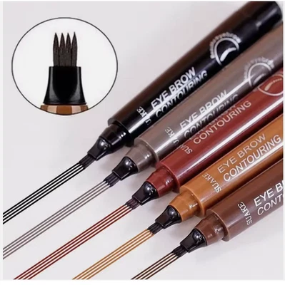 BRANDED Eyebrow Pen Liquid Brow 4 Tip Pencil Micro Blading Waterproof Tattoo Fork Salon