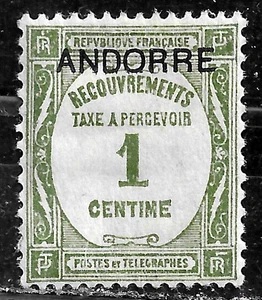 HICK GIRL- MINT FRENCH ANDORRE STAMP   SC#J9  1927  POSTAGE DUE     M69 - Picture 1 of 2