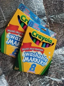 2er Pack Crayola Ultra-Clean waschbare Marker, Farbe Max, breite Linie, 8 kräftige Farben - Bild 1 von 1