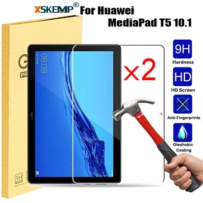 2X Tempered Glass Screen Protector Film For Huawei M5 Lite 8.0/10.0  C5 8.0/10.0 - Image 1 of 4