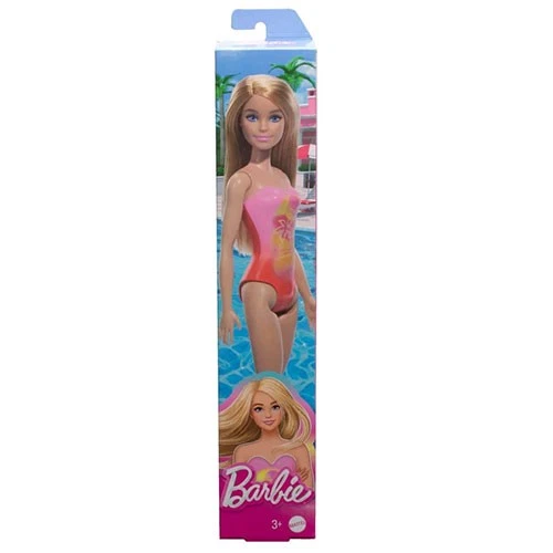 Muñeca Barbie Mattel - BEACH BARBIE [Rubia en Traje de Baño Rosa] HPV19 - Nueva Foto 1 de 1