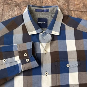 Camisa Tommy Bahama Para Hombre Talla M Seda Algodón Botón Delantero Manga Larga A Cuadros - Imagen 1 de 5