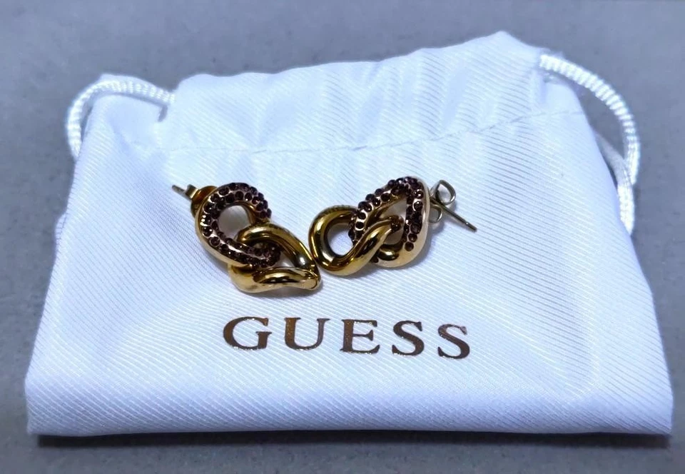 Pendientes GUESS Piedra Púrpura Color Oro con Bolsa de Almacenamiento 39694 Foto 1 de 4