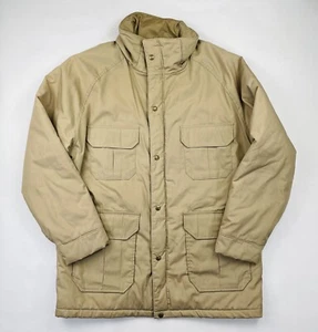 Vintage Woolrich Chore Jacket Mens L Tan Made in USA Full Zip Winter Coat 33334 - Picture 1 of 7