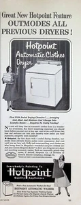 Anuncio impreso de colección década de 1950 ~ GE Hotpoint lavadora y secadora automática de ropa ~ - Imagen 1 de 1
