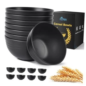 Unbreakable Wheat Straw Cereal Bowls - Microwave & Dishwasher Safe Soup Black - Picture 1 of 8