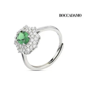 BOCCADAMO   AN487V  anello  con   pietra verde ovale + zirconi /  argento 925 mm - Immagine 1 di 4