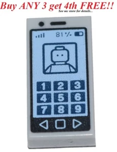 ☀️NEW LEGO CELL PHONE ~ Printed Lt Bluish Gray 1x2 Minifigure MP3 iPod Tile - Picture 1 of 3