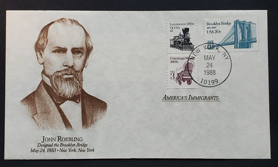 USA 1988 Tribute to America's Immigrants, John Roebling, civil engineer - Image 1 of 1
