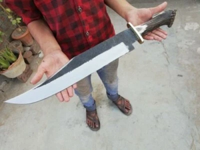 Nuevo cuchillo Bowie Rambo de 25" de largo de acero al carbono hecho a medida con mango de cuerno de ciervo Foto 1 de 3