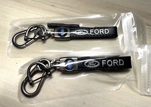 Genuine Leather Car Keychain Set for FORD Key Ring Lanyard Accessories - Picture 1 of 11