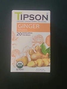 Tipson USDA Orgánico JENGIBRE Original Infusiones de Hierbas Té 20 Bolsas de Té - Imagen 1 de 2