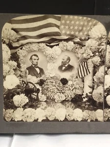 Antigua tarjeta Underwood Stereoview - Nuestros presidentes mártires - Lincoln Garfield - Imagen 1 de 9