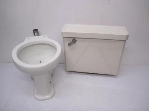 Vtg c1940s Kohler Trent Toilet Bowl & Diamond A Wall Mounted Tank W/ Lid As Is Cover