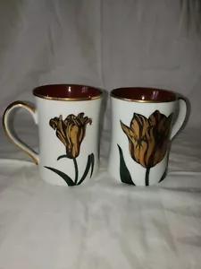 Fitz & Floyd FLORAISON 2 Mugs VINTAGE ART DECO COLLECTORS GREAT CONDITION - Picture 1 of 3