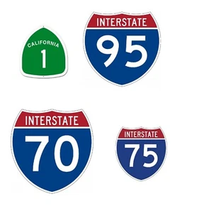 Highway Road Sign Vinyl Car Decal 4" I70 I75 I95 California 1 Bumper Sticker - Picture 1 of 17