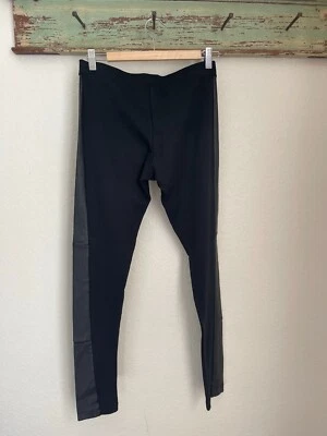 Legging mujer ALICE + OLIVIA mediano cuero negro piel de cordero paneles laterales cremallera frontal Foto 1 de 4