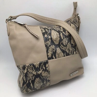 Stone & Co Mountain Cuero Guijarro Tostado con Estampado de Serpiente Hobo Bolso de Hombro Cartera Foto 1 de 4