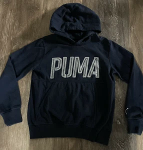 Puma Boys' Youth Fleece Hoodie - NAVY BLUE YM (8) w/ hands warming pocket - Picture 1 of 8