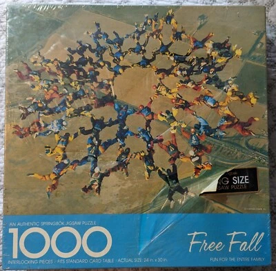 Vintage Springbok FREE FALL 1000 pc King Size Jigsaw Puzzle SKYDIVING PZL5951 - Image 1 of 4