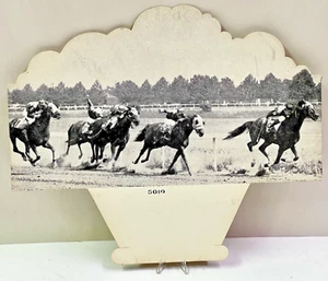 Letrero de abanico de carreras de caballos de pura sangre de 11" de colección pista publicidad modelo 5010 - Imagen 1 de 8