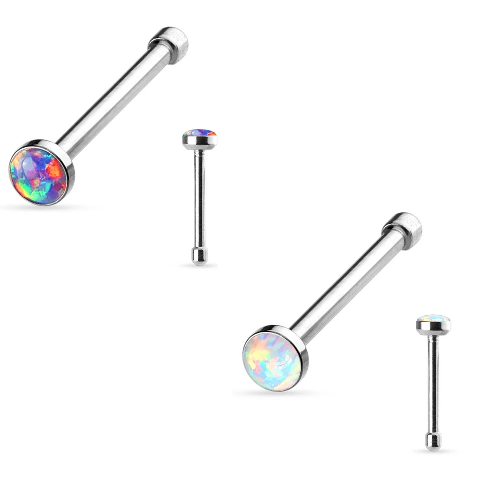 2 шт. 316L хирургическая сталь белый и фиолетовый огненный опал нос гвоздики кости штанга 20 г  - Изображение 1 из 3