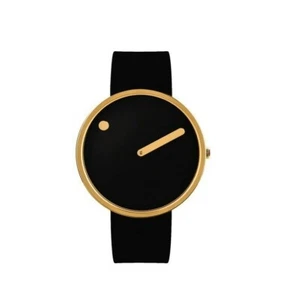 Picto RD-43387-0120G 40mm Black Polished Rose Gold Steel Silicone Quartz Watch - Picture 1 of 4