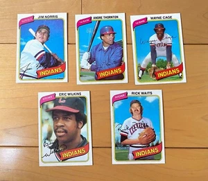 1980 topps baseball Indians-5 Card Lot-Thornton, Norris, Waits, Cage, Wilkins - Picture 1 of 2