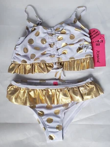 Bestey Johnson Toddler Girls Baby kids Two Piece Swimsuit gold Sz 12mo 18mo 24mo - Picture 1 of 4