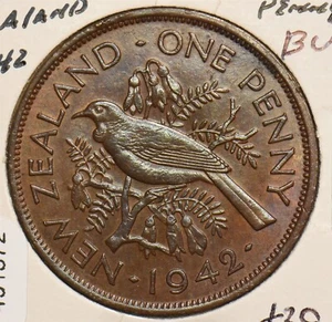 New Zealand 1942 Penny George VI King Emperor Tui Bird 491572 combine shipping - Picture 1 of 2