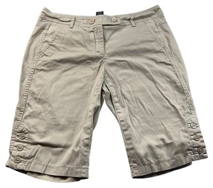 AB Studio Bermuda Shorts Womens Size 4 Tan Pockets Stretch - Picture 1 of 7
