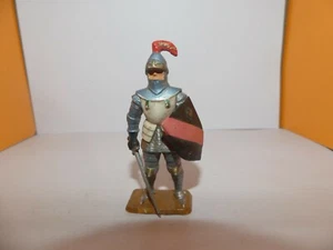 FIGURINE STARLUX MOYEN AGE CHEVALIER CUIRACE BLEU EPEE PLUMET ROUGE - Picture 1 of 5