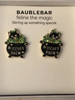 Brincos Baublebar Feline The Magic gato preto no caldeirão novo na caixa - Imagem 1 de 4