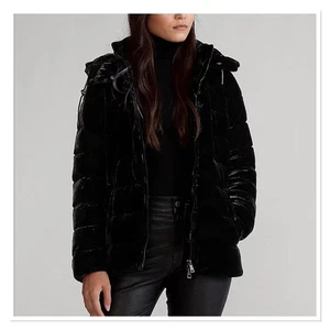 Polo Ralph Lauren Samt gesteppte Daunenjacke schwarz Damen Gr. S $ 398 - Bild 1 von 4