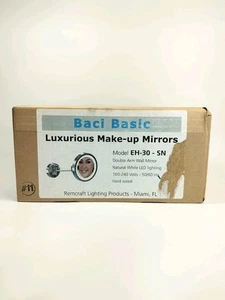 Remcraft Baci Basic Lussuoso Specchio LED da Incasso Trucco Nichel Satinato EH-30-SN - Foto 1 di 6