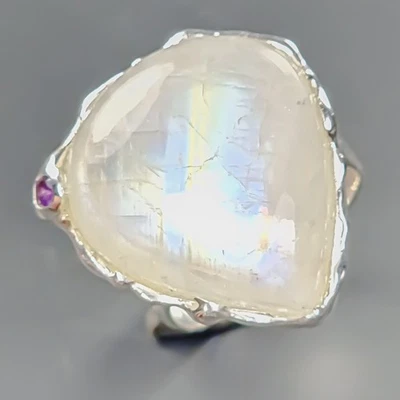 Jewellery 24ct+ Natural Moonstone Ring 925 Sterling Silver Size 7 /R429187 - Image 1 of 4