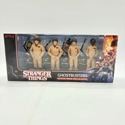 Stranger Things Ghostbusters 4 Pk Action Figures Dustin Will Mike McFarlane 2018 - Image 1 of 4