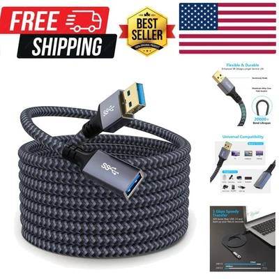 20FT USB 3.0 Extension Cable - High-Speed Nylon Braided, Heavy Duty Performance - Image 1 of 4