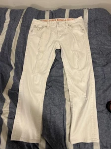 Men’s Rock Revival Jeans Sz 40 33 White Wash Zev Straight Y2K Vintage  - Picture 1 of 17