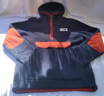 The North Face Campshire Blue Red Mens SP Sherpa Fleece 1/2 Zip Pullover Hoodie - Image 1 of 4
