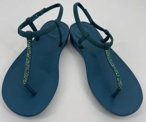 FitFlop iQushion Splash Sparkle T-Riemen Sandalen blau Gr. 8 bequem leicht - Bild 1 von 15