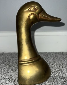 Vtg Solid Brass Duck Mallard Head Decor Book End (1 piece) 6.5” tall heavy 2 LB - Picture 1 of 5