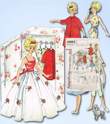 1960s Vintage Simplicity Sewing Pattern 4883 Cute 12inch Tammy Doll Clothes Set - Image 1 of 4
